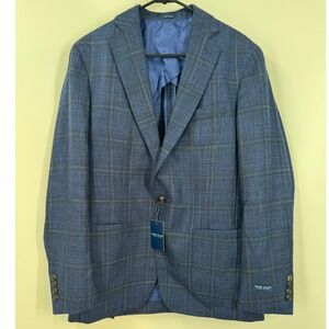 Peter Millar Crown Crafted Men's Blue Plaid Soft‎ Blazer Sport Coat Size 40